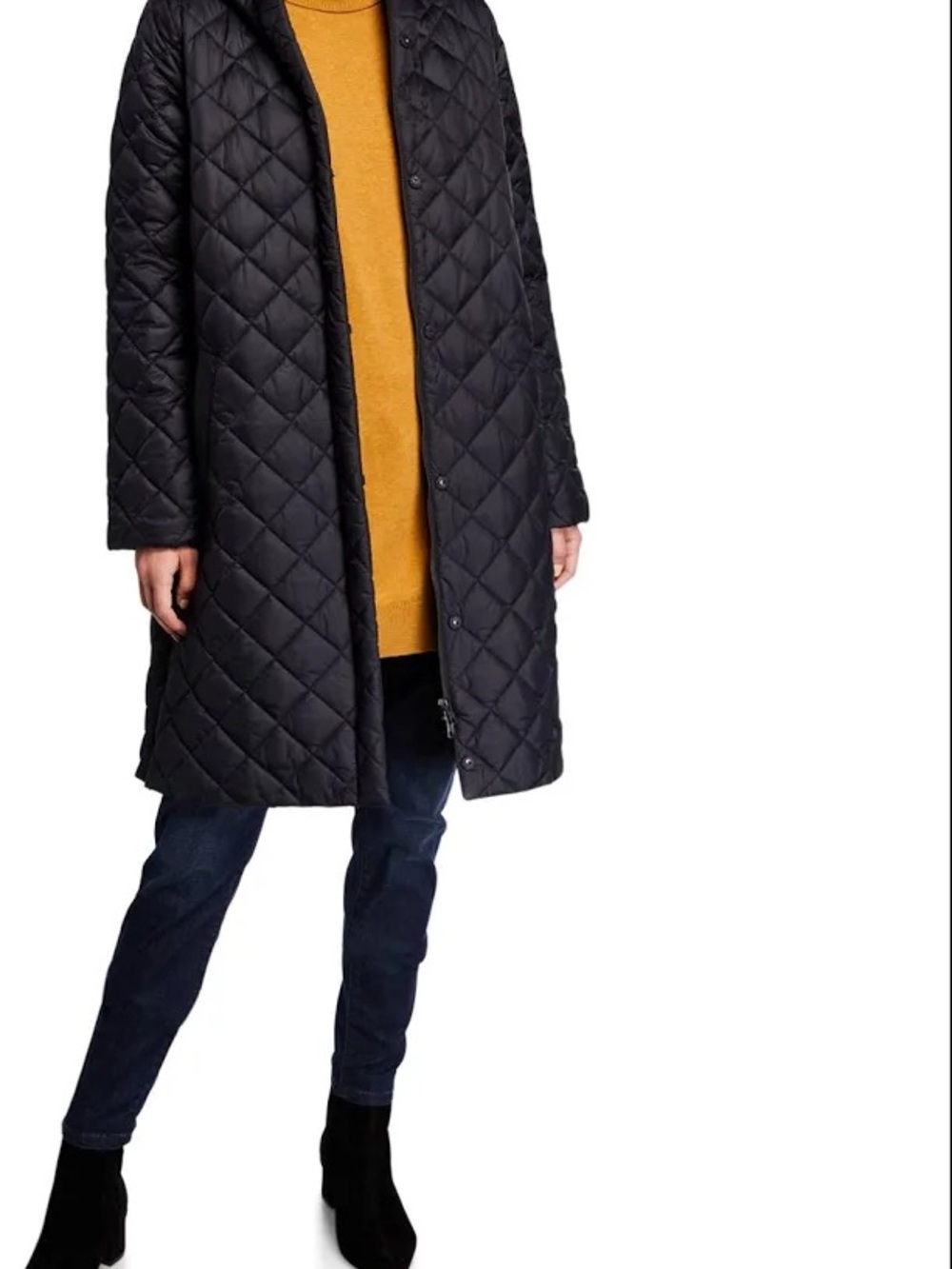 Eileen FisherBlack Quilted Long Women's Coat - Classic Lightweight/Fall coat LGE